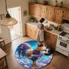 Rooster Pattern Round rug,Carpet Rug for Living Room Bedroom Playroom ,Non-slip Floor Mat,Holiday Gifts and Birthday Gifts.