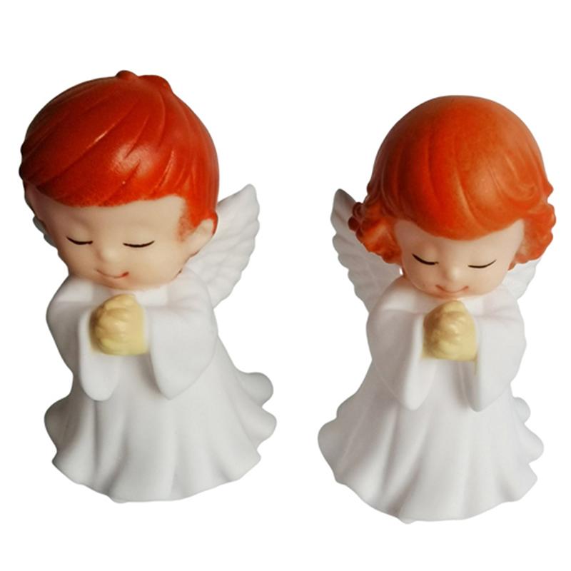 2Pcs Angels Figurines Miniature Well Sculpture Ornament Decoration For Cake