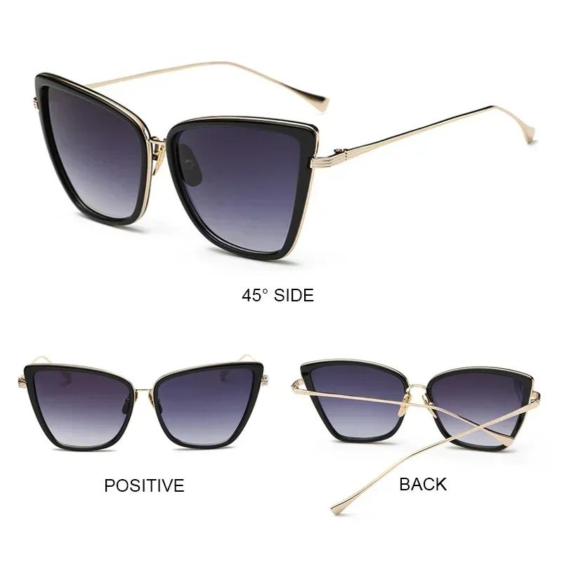New Brand Designer Cateye Sunglasses Women Vintage Metal Glasses For Women Mirror Retro Lunette eil Femme UV400