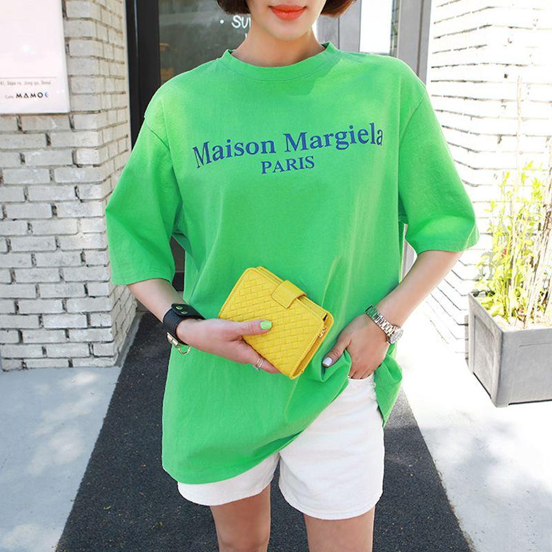 

[Exclusive for Good Experience] Pure Cotton Oversize Female T-Shirt Summer Candy Color Short Sleeve Pink Loose Half Sleeve Green All yards