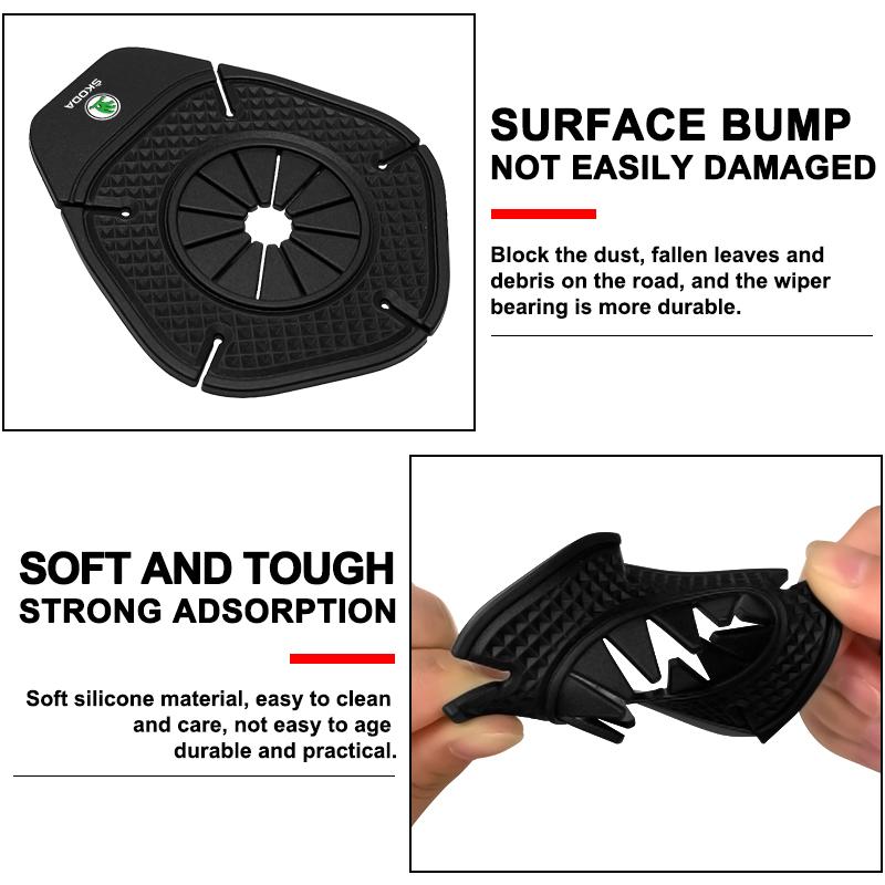2Pcs Car Windshield Wiper Protective Cover Dust Wiper Emblem Car Styling For Skoda Octavia Superb Rapid Kodiaq Karoq Fabia Kamiq Roomster Citigo