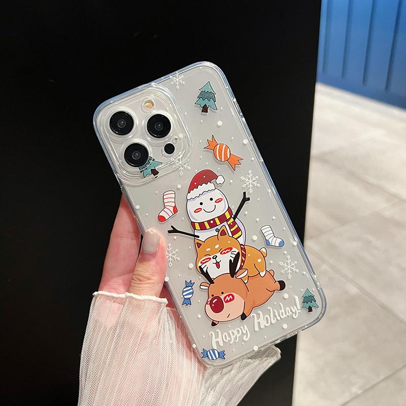 Merry Christmas Elk Clear Case For iPhone 16 15 14 13 12 11 Pro Max Santa Claus Elk Snowman Deer Case for iPhone XS Max X XR 7 8 Plus Soft TPU Cover