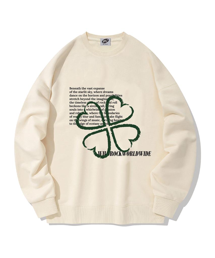 WILDROCK Four-Leaf Clover Lettering Sweatshirt_Ivory