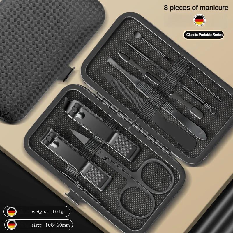 

8/12/15/24pcs black Nail clipper set Pedicure knife Stainless steel Nail beauty tool Nail Care Trimmer Portable travel box