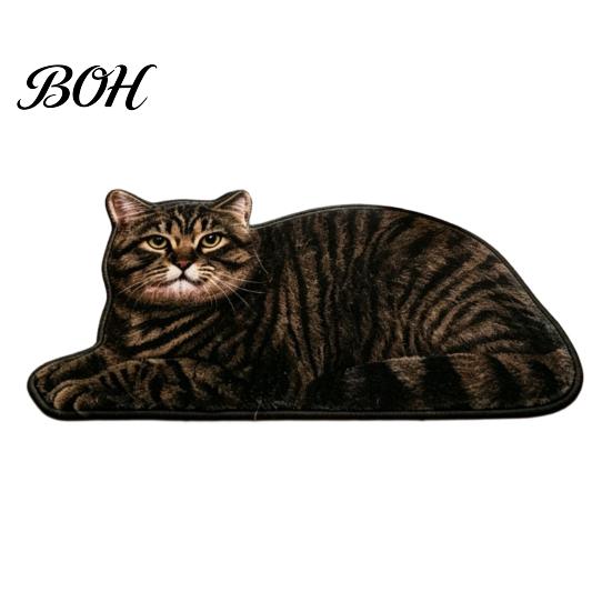 Tile And Wood Floor Mat Cute Cat Bathroom Rug, Anti-Slip Absorbent Bath Washable Plush Easy Care Kitty Door for Entrance Kitchen Home Decor Safety Rug