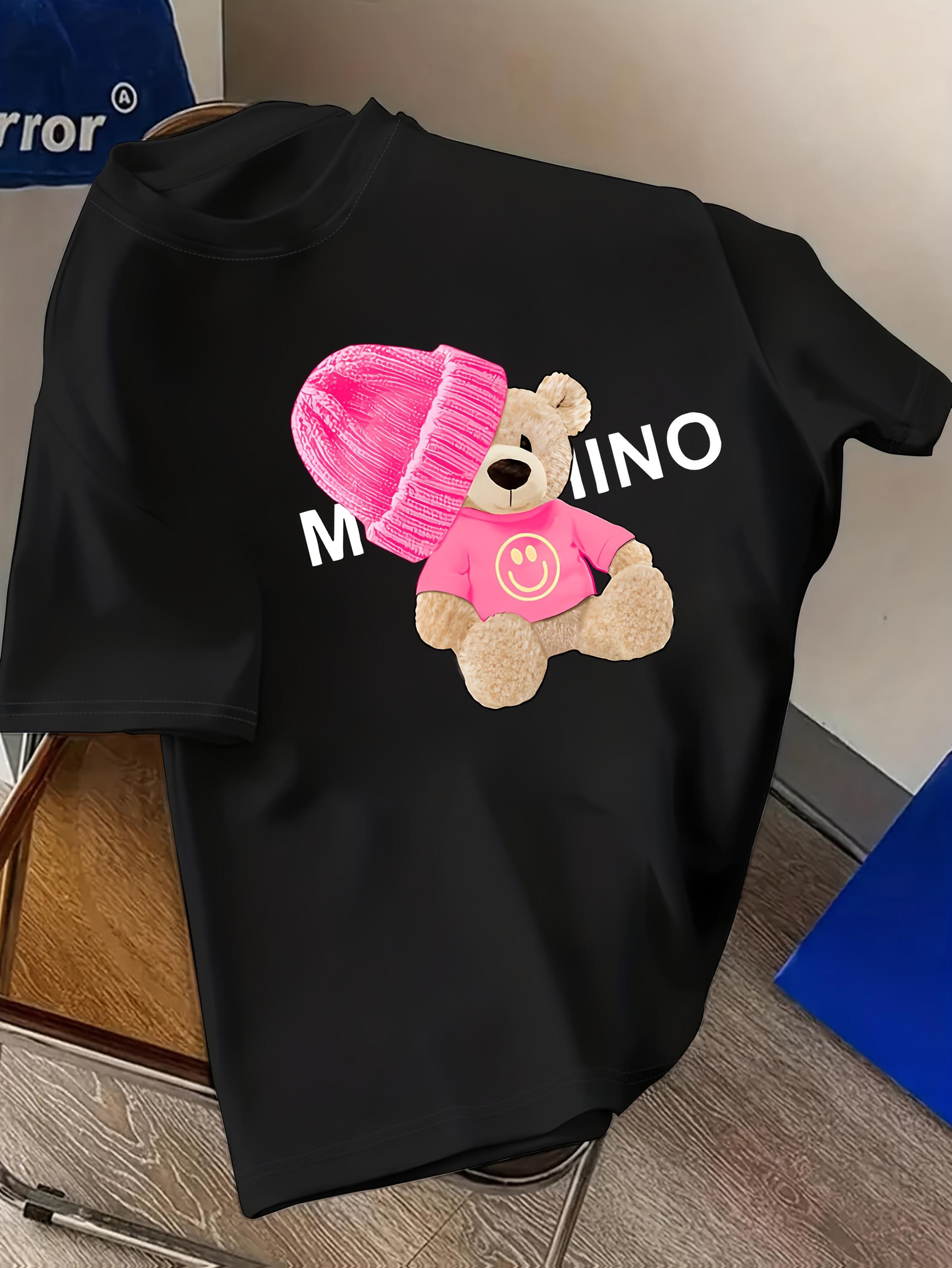 

Graphic T-Shirt Short Sleeve Crew Neck with Soft Comfortable Spring Women s Light Blue Casual Teddy Bear 4XL