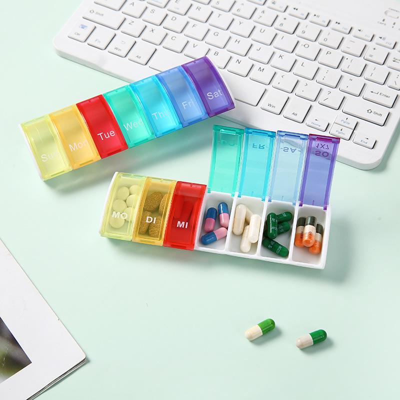 Portable 7-Grid Weekly Pill Organizer for Health Supplements and Tablets