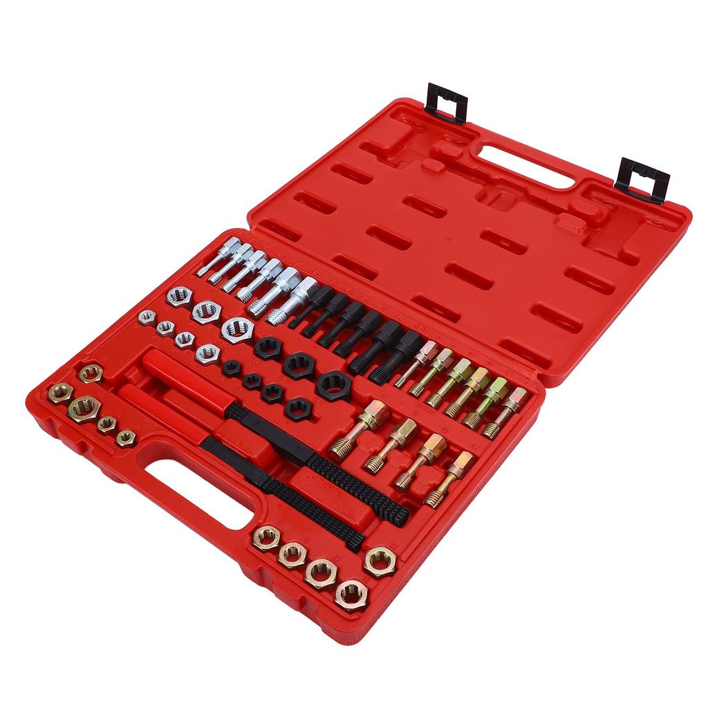 48 Piece Thread Chaser Set Metric and SAE Sizes 22 Taps 24 Dies 2 Thread Files Universal Rethreading Tool Kit