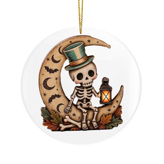 Decorative Wall Hangings Halloween Ghost Hanging Ornament, Double Side 2D Acrylic Black Cat Bat Skull Indoor Outdoor Decorations Pendant for