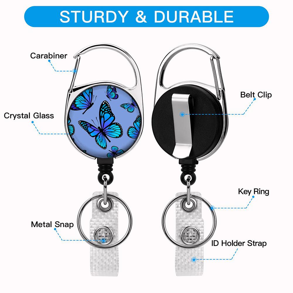 Flower Butterfly Chrysanthemum Doctor ID Badge Clip Lanyards Holder Porta Credencial Reel Nurse Retractable Keychain Wholesale