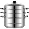 Universal Stainless Steel Multi-Layer Steamer Pot for Buns and Soup, Compatible with Gas and Induction Cookers
