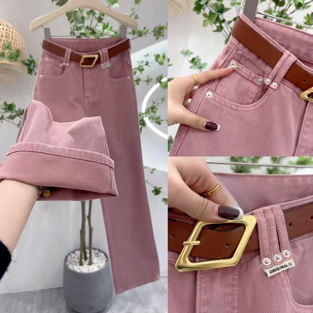 Candy Color Jeans für Damen Neue Frühling Herbst Hohe Taille Locker Fallend Weiter Bein Hosen Figurfreundliche Denim Hosen