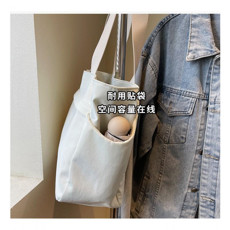 All-matching Nylon Shoulder Bag Women's Large-capacity Tote College Student Schoolbag Casual Solid Color Simple Commuting Handbag