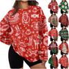 Women's Christmas Print Crewneck Sweatshirt, Lightweight Casual Trendy Pullover for Holiday Wear