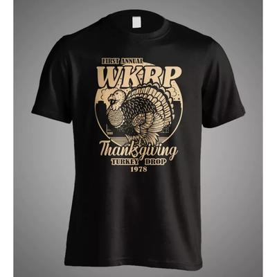 100% Cotton TOPS UNISEX TEES MENS WOMENS Thanksgiving Day Turkey Drop WKRP In Cincinnati Vintage Retro Funny Gift T-Shirt