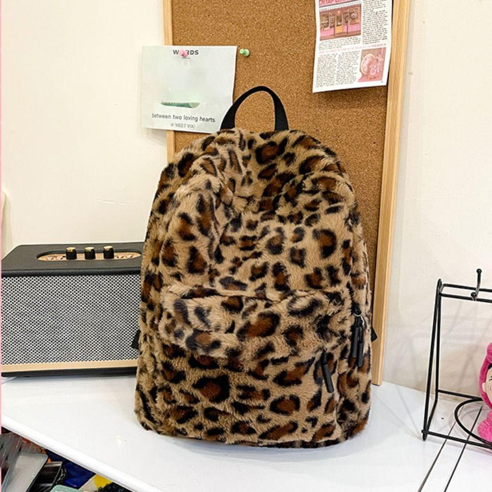 Stylish Material Leopard Backpack Large Capacity Cute School Bag Lightweight Travel Backpack Teenagers