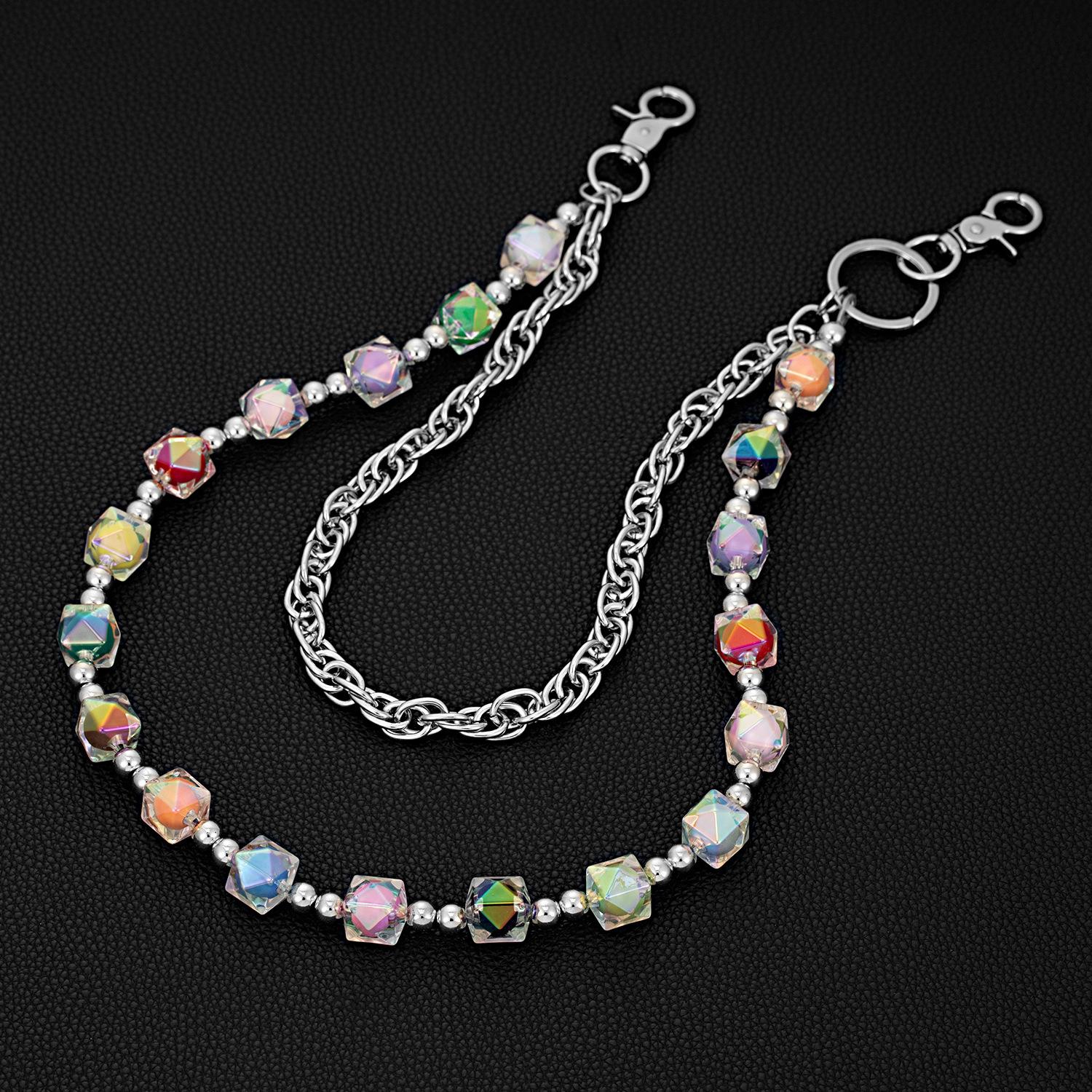 

Colorful Imitated Crystal Pants Chains Man Woman Fashion Candy Color Pendants Waist Chain Accessories 70cm