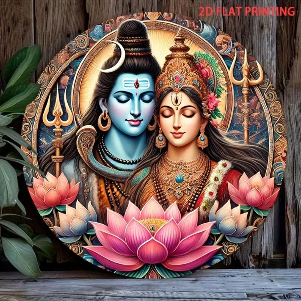 Tin Art Painting Metal Wall Decor 20x20cm Handmade Craft Home Decorative Plate