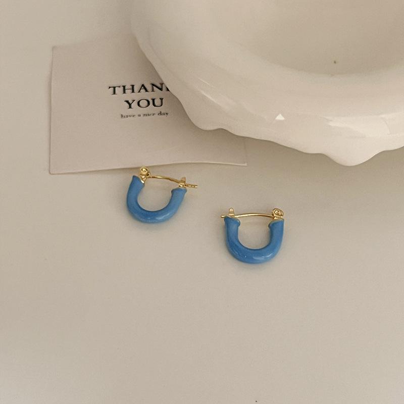 Colorful Zircon Drip Glaze Hoop Earrings: Chic Light Luxury Style for Fashion-Forward Women