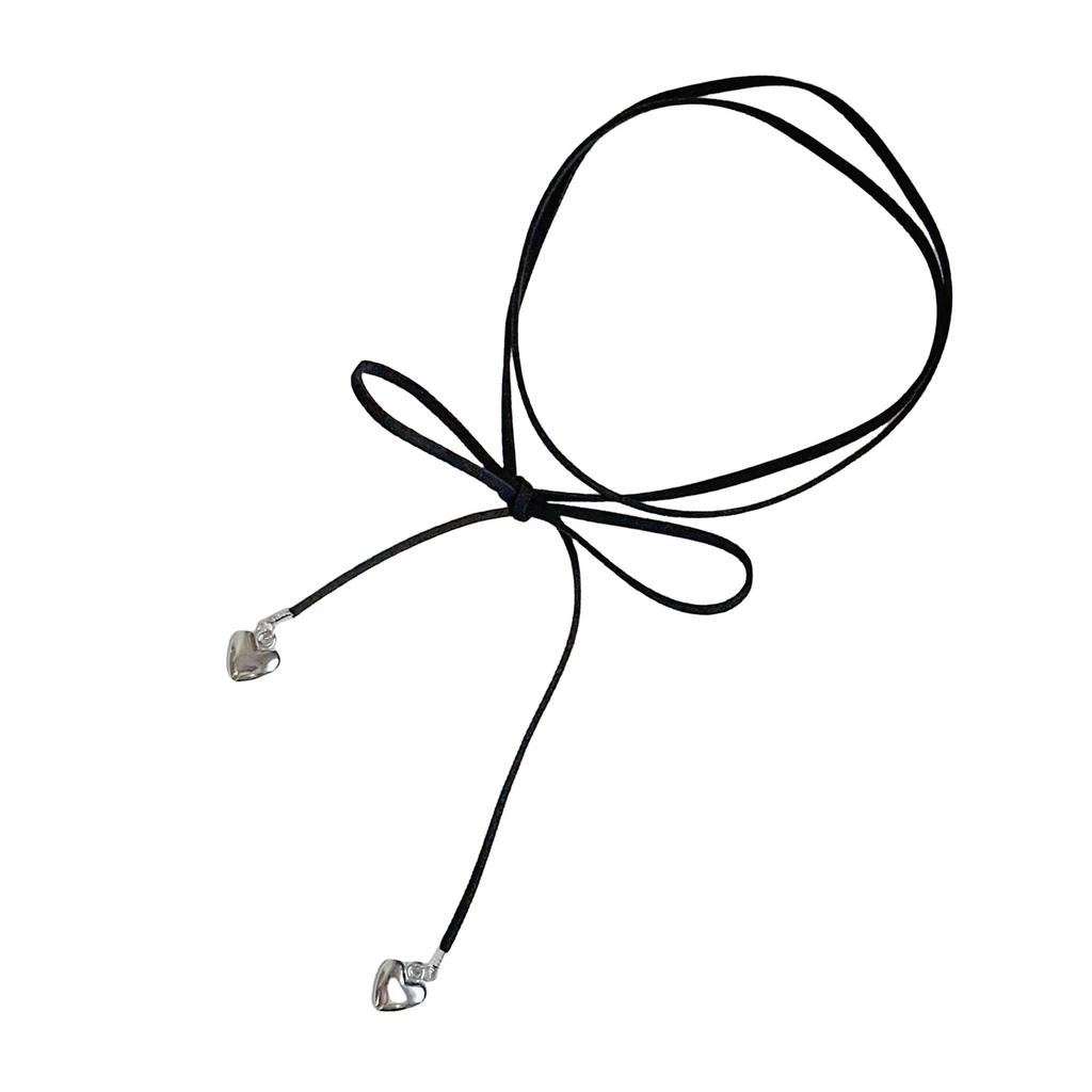 Bowknot Charm Necklace Soft Comfortable Leather Cord Choker Adjustable Length Neckchain Jewelry Stylish Party Ornament