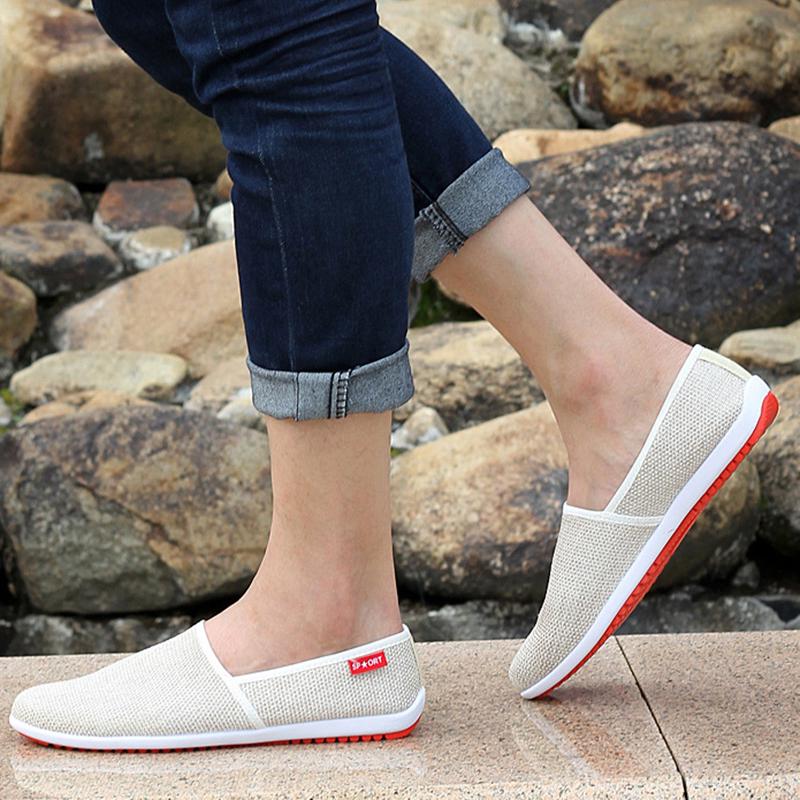 YG Summer Men Loafers Weave Breathable Comfort Hemp Casual Shoes  For Man