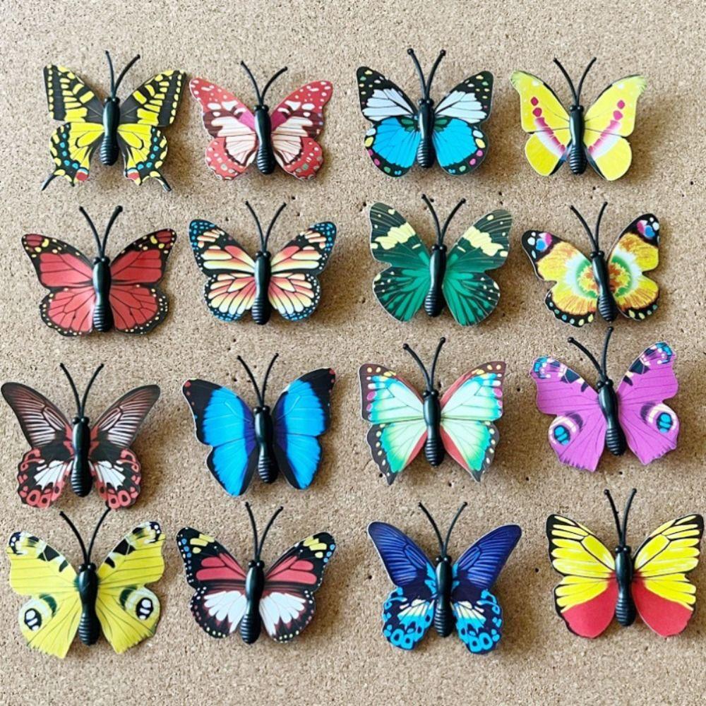 30Pcs Creative Colorful Butterflies Push Pins 3D Decorative Studs Blackboard Push Pins  Stationery