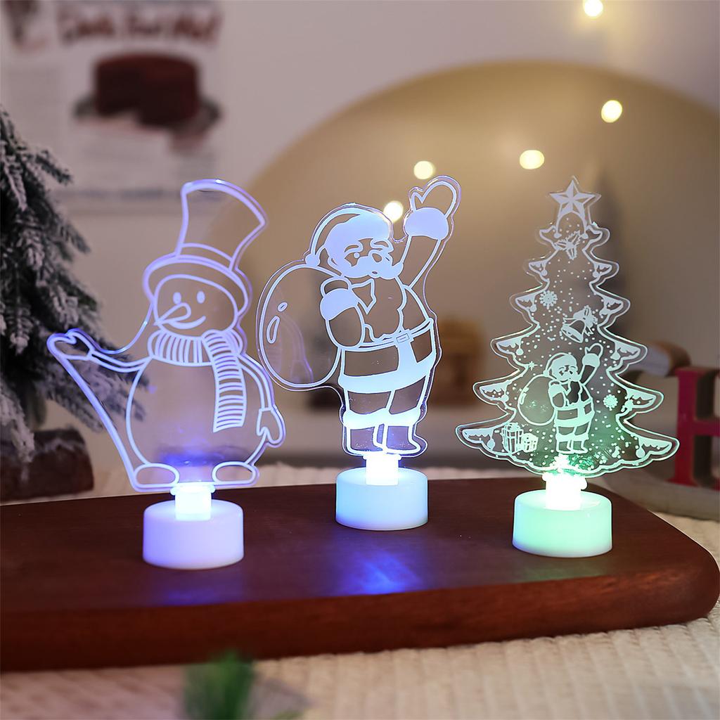 Illuminated LED Acrylic Christmas Decoration Tabletop Ornament Christmas Decorative Nightlight For Home Office Bedroom