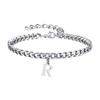 Mens Initials Cuban Links Bracelets,Stainless Steel A-Z 26 Letters Alphabet Charm Chain Wristband Adjustable,Casual Jewelry Gift