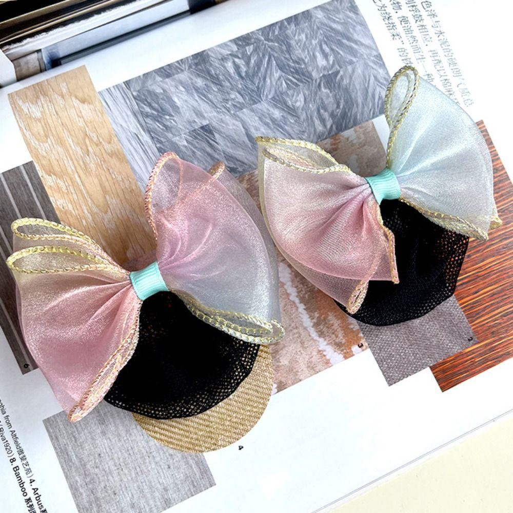 

2 шт., модный головной убор для девочек, эластичная сетка для волос, звездный бант, корейская булочка, снуд, балетная сетка для волос, детская сетка для волос