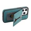 DENIOR D17 For iPhone 15 Pro Magnetic Case Leather Back Cover Detachable Card Bag Kickstand