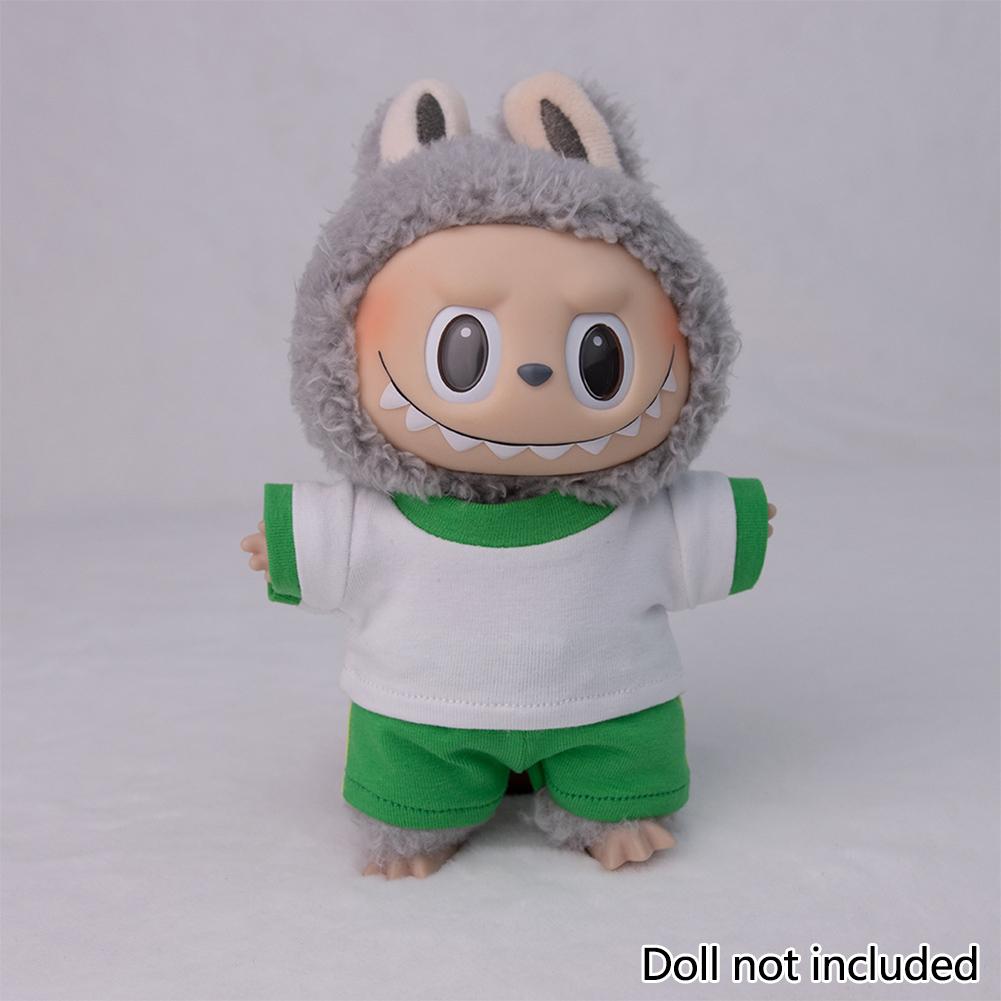 For 17cm Labubu Doll Clothes Fashion Clothes T-Shirts Doll Clothes Color Match Shorts Dolls Accessories Cute Decoration Little Clothes