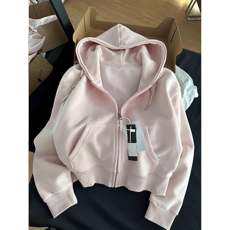 

Женская толстовка оверсайз с капюшоном - Модный корейский стиль, легкий кардиган для весны/осени S