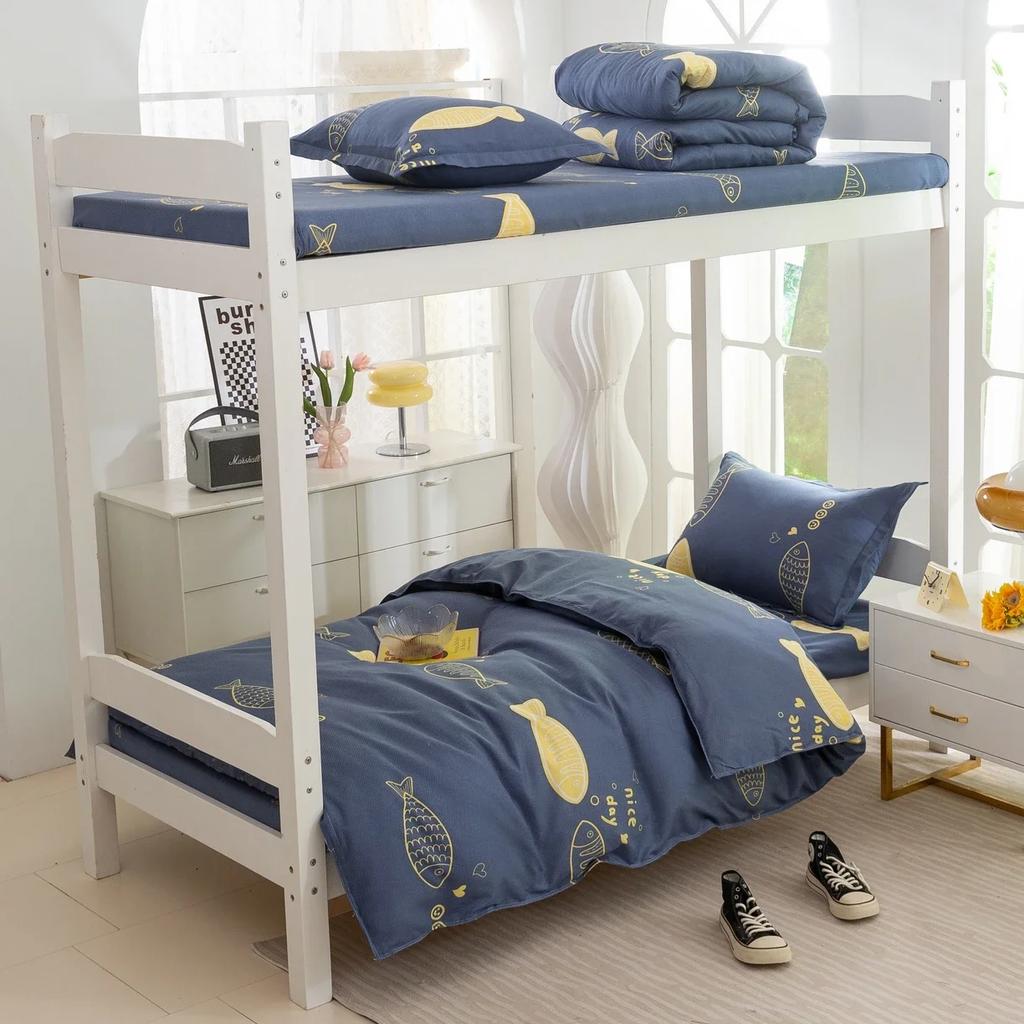 Plant Cashmere Student Dormitory Three-piece Bed Kit Single Double Household Bed Sheet Quilt Cover Popular