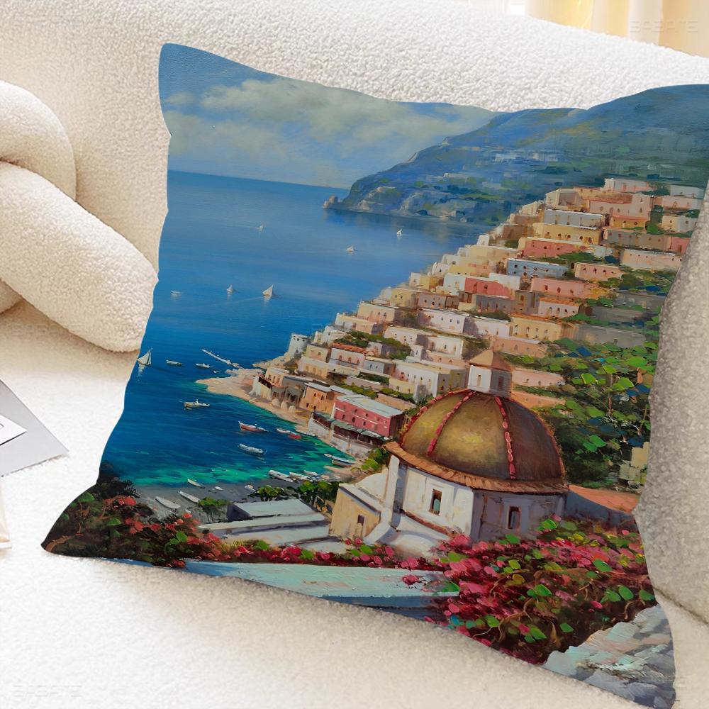 Španělsko Pobřeží Amalfi Krajina Povlaky na polštáře Domácí lůžkoviny Dekorativní povlak na polštář Svatba Super měkký povlak na polštář