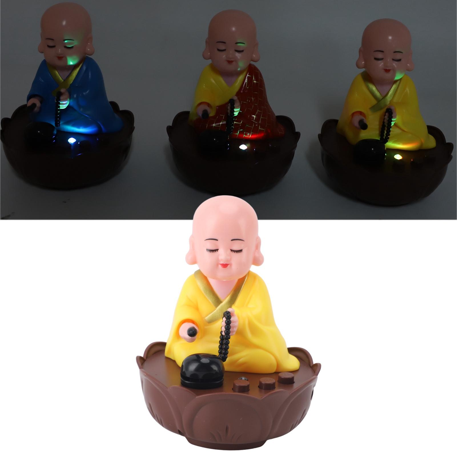 Muzikale Knikkende Monnik Beeldje Decoratie Beweegbare Hoofd Boeddha Beeld met USB Oplaadkabel