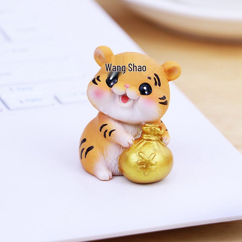 Charming Cartoon Tiger Ornament: Cute Fortune-Attracting Gift for Bedroom, Living Room, Dining Room, or Desk