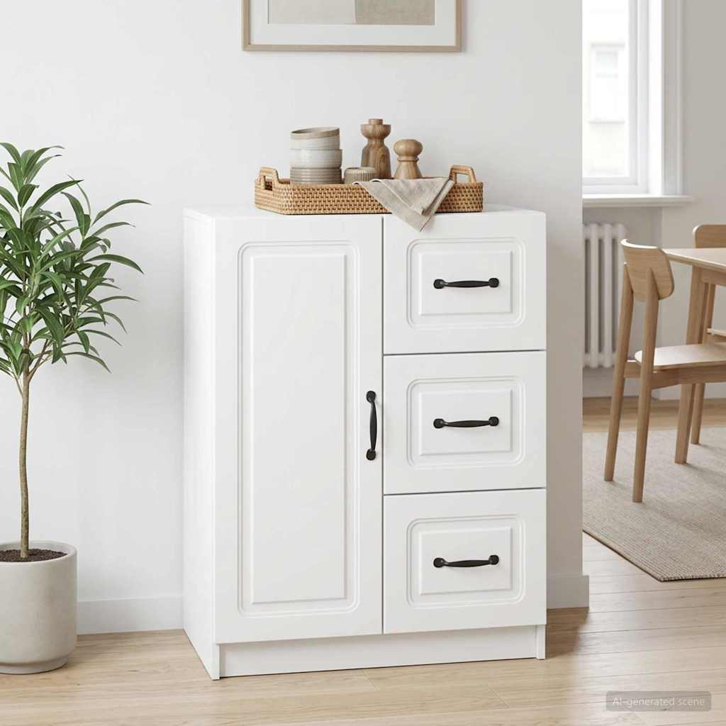 White Sideboard with Drawers 66 x 34.5 x 87 cm Engineered Wood