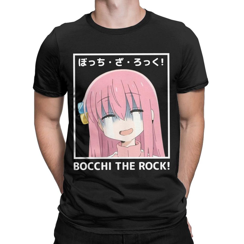 Bocchi The Rock Crying T Shirts Men Pure Cotton Vintage T-Shirt Crewneck Anime Tees Short Sleeve Clothing Birthday Gift