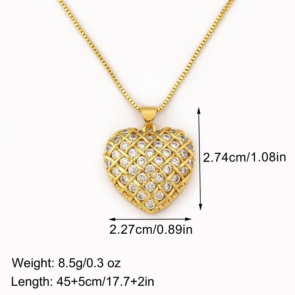 Nidin Classic New Design 3 Styles Heart Shape Charm Pendant Necklace For Female Male Light Luxury Copper Neck Jewelry Chic Gifts