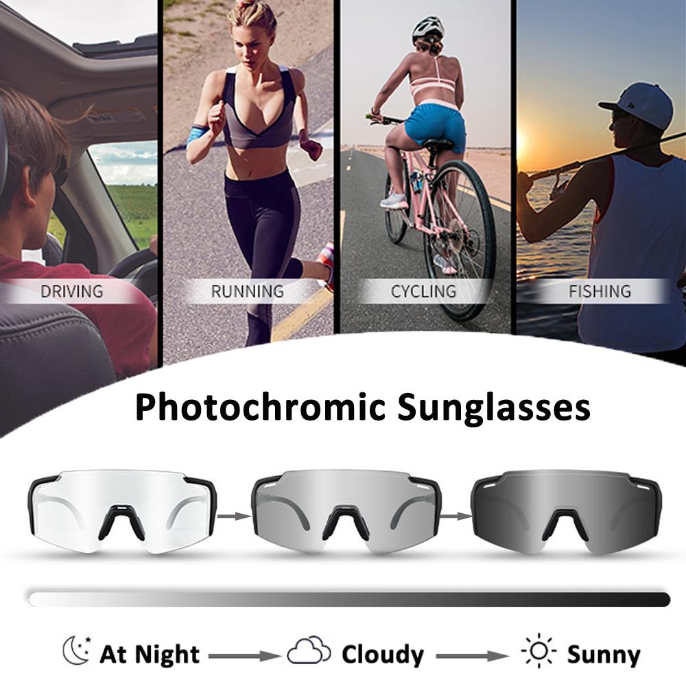 Cycling Glasses Photochromic Sunglasses Men Women MTB UV400 Riding Bike Road Eyewear Running Driving Sports Bike Bicycle Goggles