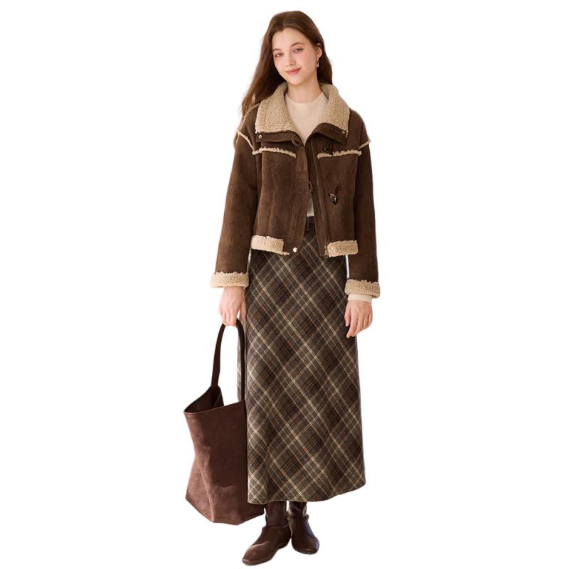 Xiangying Women s Faux Shearling Short Jacket L
