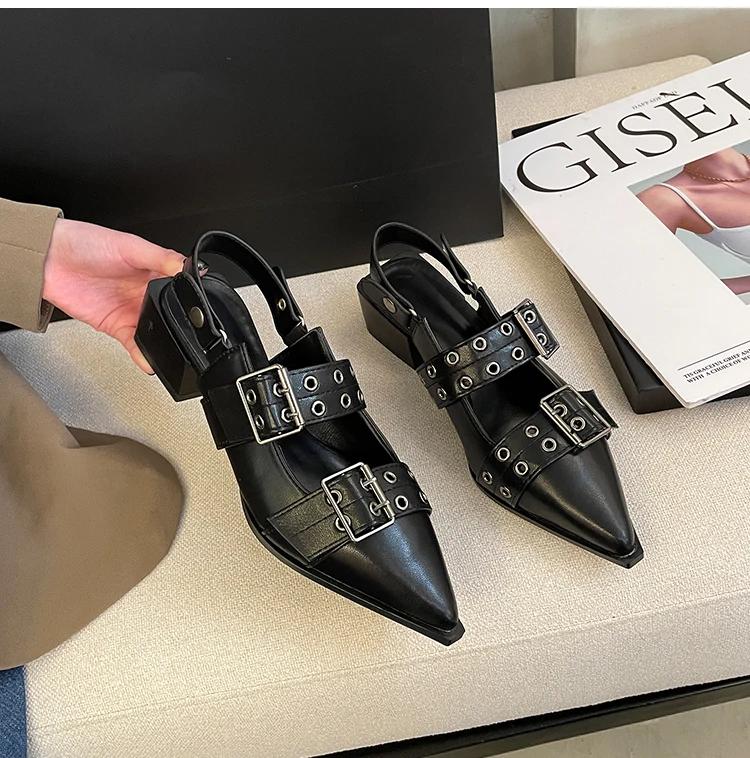 

Fashion 2025 Summer High Heel Women Sandals Fashion Square Toe Singbacks Pumps Stripper Party Female Sandalias 43