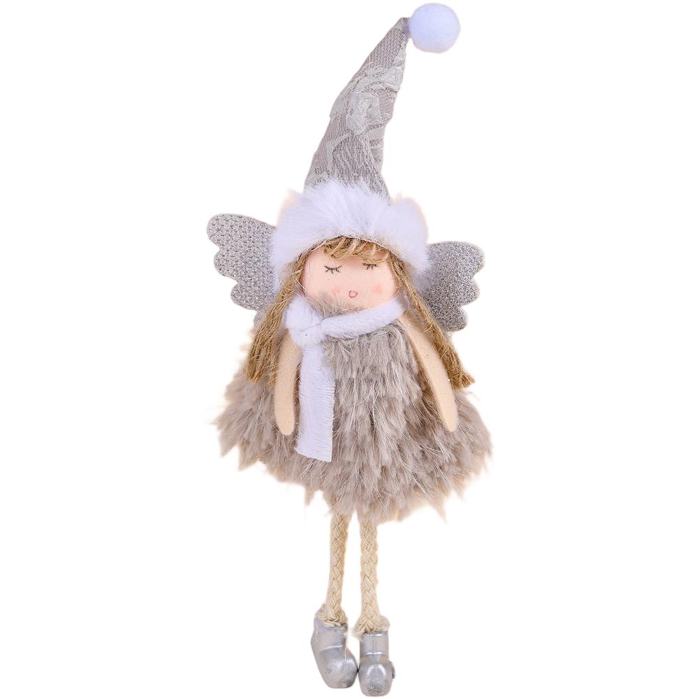 

Christmas Fabric Hanging Ornament Featuring Angel Girl Design Lightweight for Tree Decoration and Festive Holiday Home Display серый