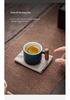 Exquisite Ceramic Tea & Coffee Cup with Wooden Handle - Gradient Glaze, Gift Box Set