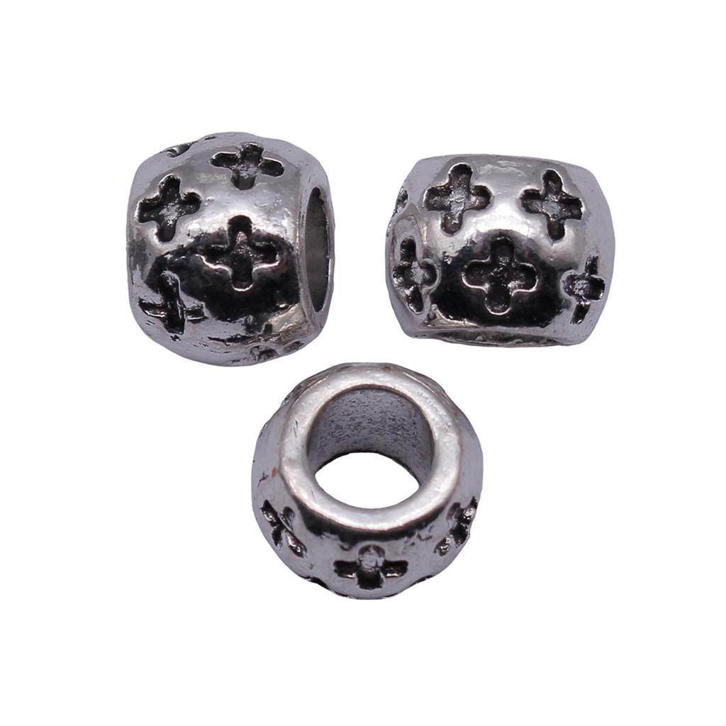 Vintage Floral Pattern Cylinder Beads Antique Style Large Hole Spacers For DIY