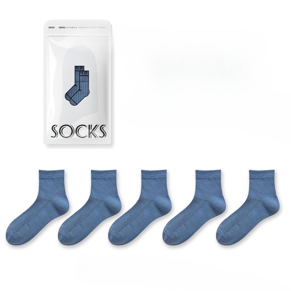 5 Pairs of Men's Summer Thin Cotton 7A Antiseptic Deodorant Mesh Wicking Sports Socks