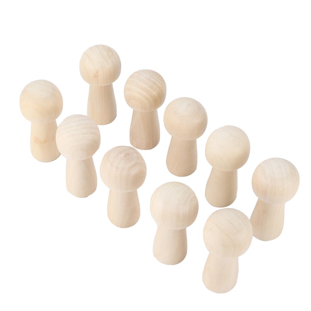 10pcs Mushroom Decor Cute Shape DIY Paintable Small Wooden Crafts for Preschoolers Kid