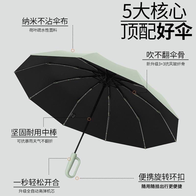 Large Umbrella, Automatic Umbrella, Weather and Rain Female Parasol, Enlarged Reinforcement Folding Umbrella, Thickened Rainstorm-proof