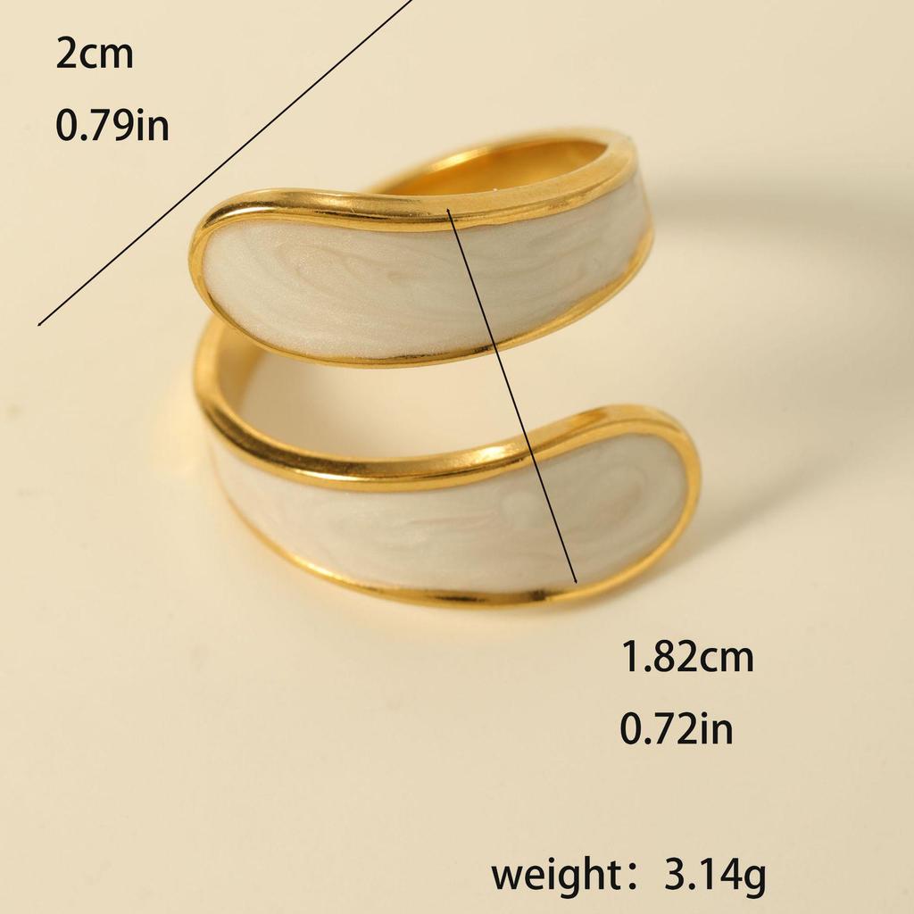 Luxury Non-Fading Drip Oil Open Ring - European and American Style Stainless Steel Statement Jewelry
