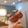 Girls Woven Bow Decor Closed Toe Adjustable Strap Casual Sandals